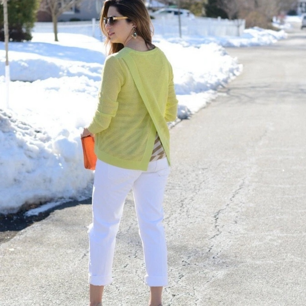 Cabi Split Back Pullover Sweater Women’s Neon Lim… - image 1